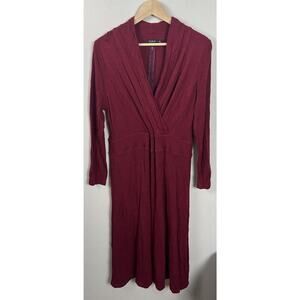 Igigi Faux Wrap V-Neck Burgundy Dress Rayon Lined Zip Size 14/16 Women’s